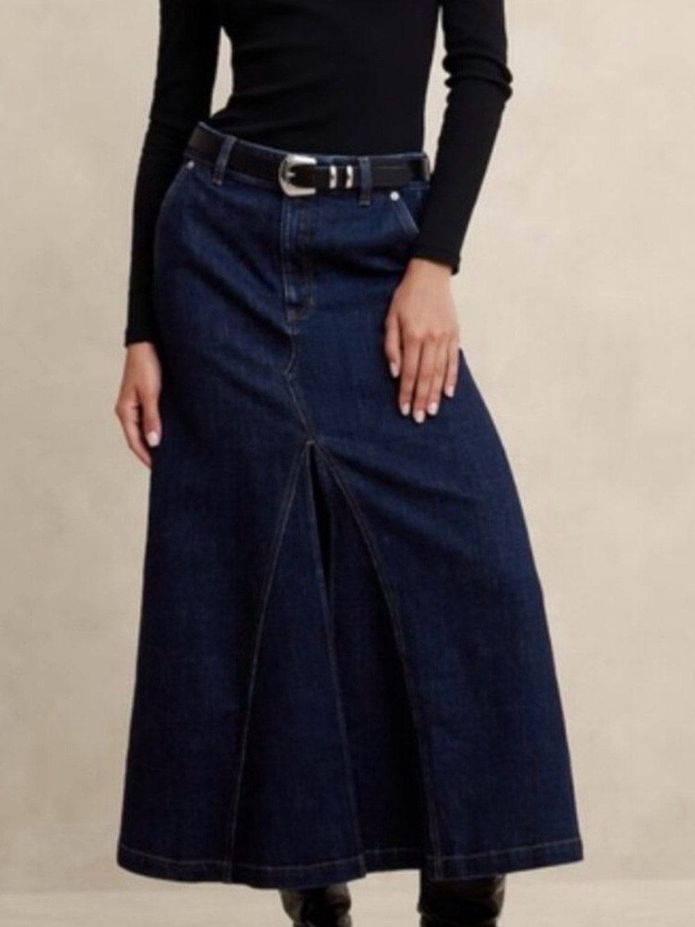 Banana Republic Factory Dark Blue Denim Maxi Skirt - Picture 5 of 11